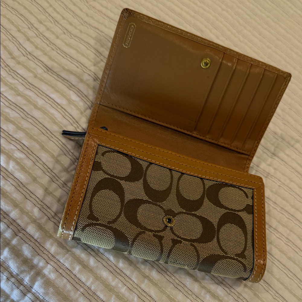 Coach Signature Canvas Wallet in Brown and Tan - Picture 6 of 11